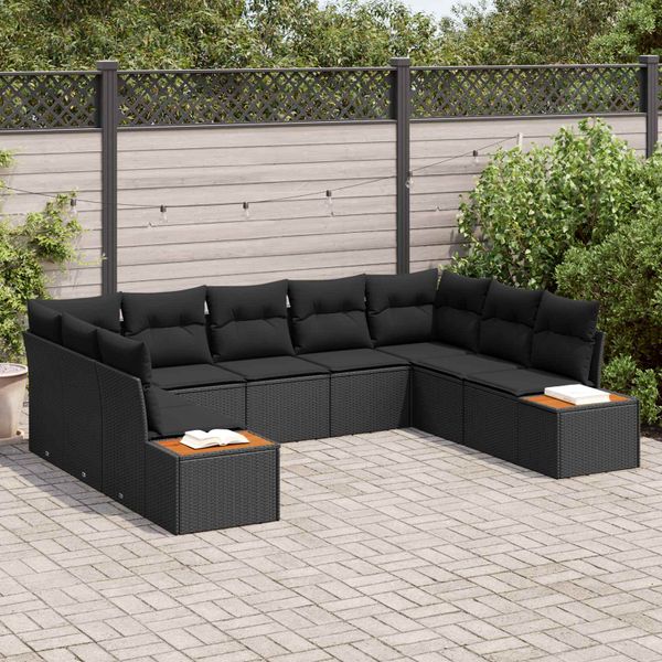 vidaXL Súprava záhradných pohoviek s vankúšom 5 pcs Čierna Polyratan