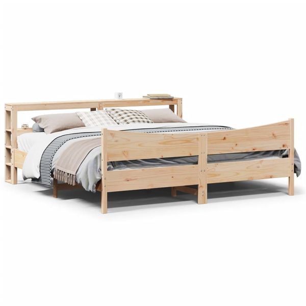 vidaXL Posteľný rám s čelom 200x200 cm masívna borovica
