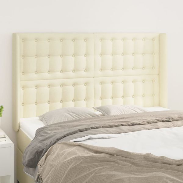 vidaXL Čelo postele so záhybmi krémový 147x16x118/128 cm umelá koža