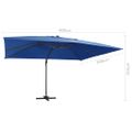 vidaXL Závesný záhradný slnečník+LED, hliníková tyč 400x300cm, azúrový