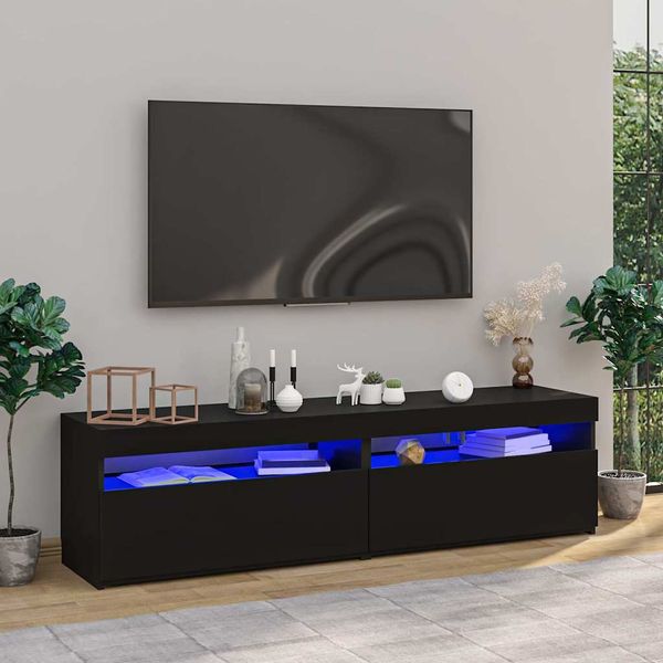 vidaXL TV skrinky 2 ks s LED svetlami lesklé čierne 75x35x40 cm