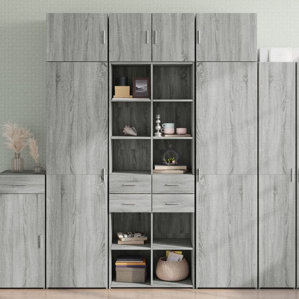 vidaXL Úložná lavička sivá sonoma 70x42,5x225 cm kompozitné drevo