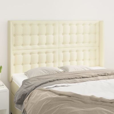 vidaXL Čelo postele so záhybmi krémový 147x16x118/128 cm umelá koža