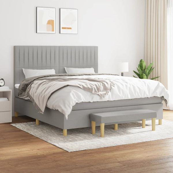 vidaXL Boxspring posteľ s matracom bledosivá 180x200 cm látka
