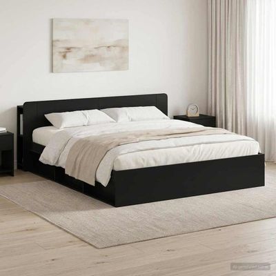 vidaXL Rám postele so skladom Čierna 200 x 200 cm Kompozitné drevo
