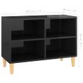 vidaXL TV stolík nohy z masívneho dreva lesklý čierny 69,5x30x50 cm