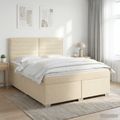 vidaXL Posteľ boxspring s matracom Krémová 140 x 200 cm Látka