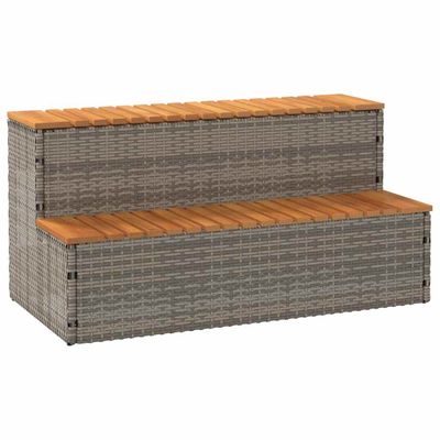 VidaXL vírivka Step sivý 100x50x50,5 cm polyratan a masívna akácia