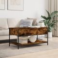 vidaXL Konferenčný stolík dymový dub 100x50x50 cm kompozit.drevo a kov