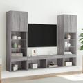 vidaXL 5-dielne TV nástenné skrinky s LED sivé sonoma kompozitné drevo