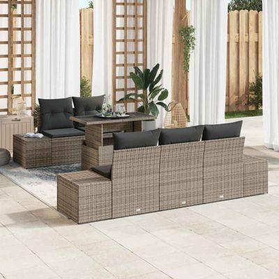 vidaXL Sada pohoviek s vankúšom 6 pcs Sivá polyratan