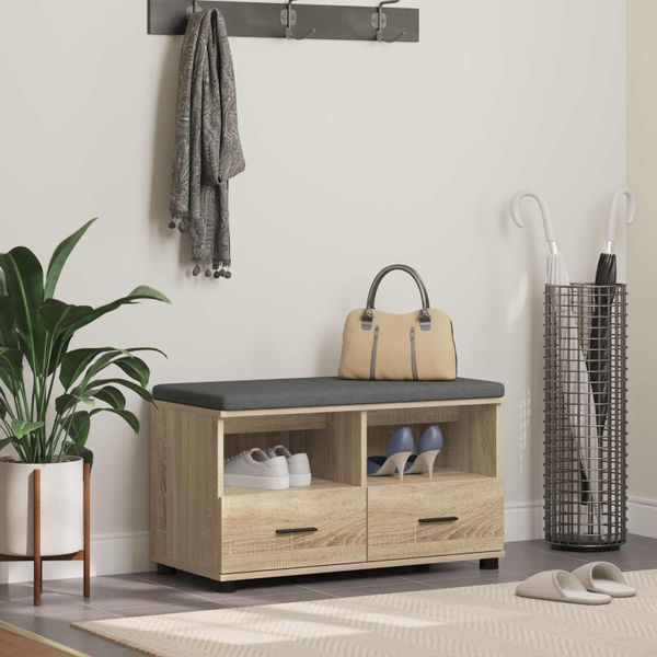 vidaXL Predsieňová lavica s vankúšom Sonoma dub 80 x 38 x 46 cm