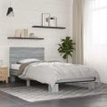 vidaXL Posteľný rám sivý sonoma 90x190 cm kompozitné drevo a kov