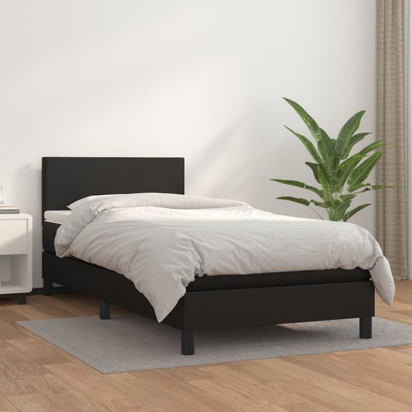 vidaXL Boxspring posteľ s matracom čierny 90x190 cm umelá koža