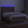 vidaXL Posteľ boxsping s matracom a LED sivohnedá 140x190 cm látka