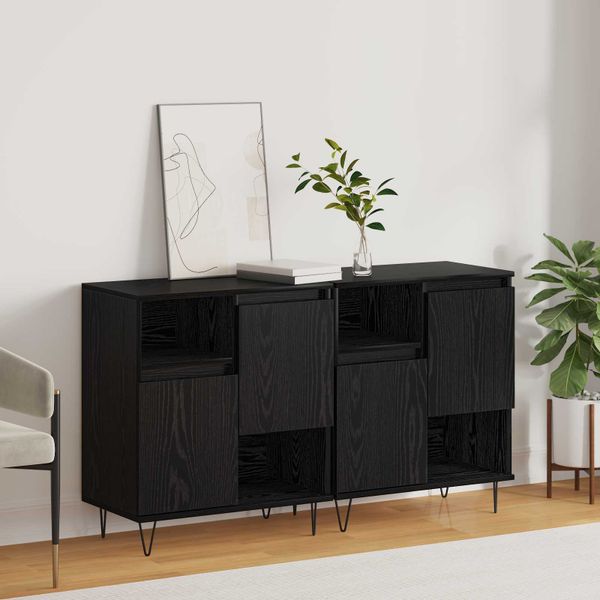 vidaXL Servírovacia skriňa 2 pcs Čierny dub 60 x 35 x 70 cm