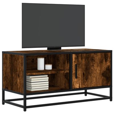 vidaXL TV skrinka dymový dub 80x34,5x40 cm kompozitné drevo a kov