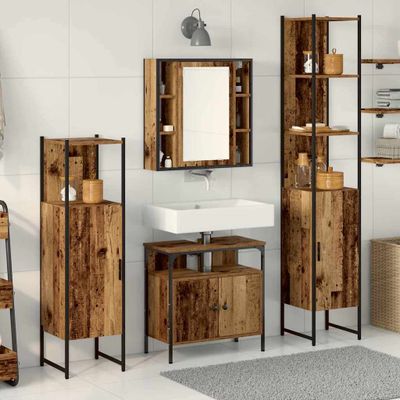 vidaXL Sada kúpeľňového nábytku 4 pcs Staré drevo Kompozitné drevo