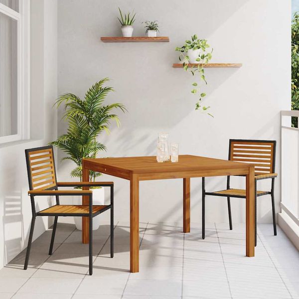 vidaXL Záhradný jedálenský set 3 pcs Čierna Pevné akáciové drevo