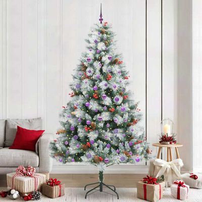 vidaXL Umelý vianočný stromček Zelená a biela 240 cm PVC, kov a plast