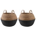 vidaXL Kvetináč s uchami 2 ks Čierna Ø 45 x 36 cm 100% Morská tráva