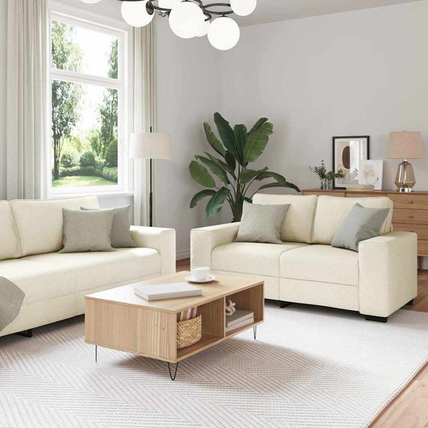 vidaXL Pohovka 3 pcs Béžová 221 x 80 x 82 cm Ľanová zmes