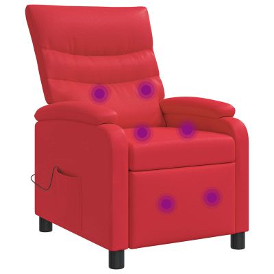 vidaXL Masážne relaxačné kreslo Červená Umelá koža