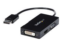 1080p DP Laptop to HDMI VGA or DVI Monitor or Projector Display (DP2VGDVHD) - Video adaptér - DisplayPort s pínmi (male) do HD-15 (VGA), DVI-D, HDMI so zdierkami (female) - 26,6 m - čierna - aktívny, podpora 1920 x 1200 (WUXGA)