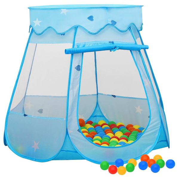 vidaXL Detský stan na hranie s 250 loptičkami modrý 102x102x82 cm