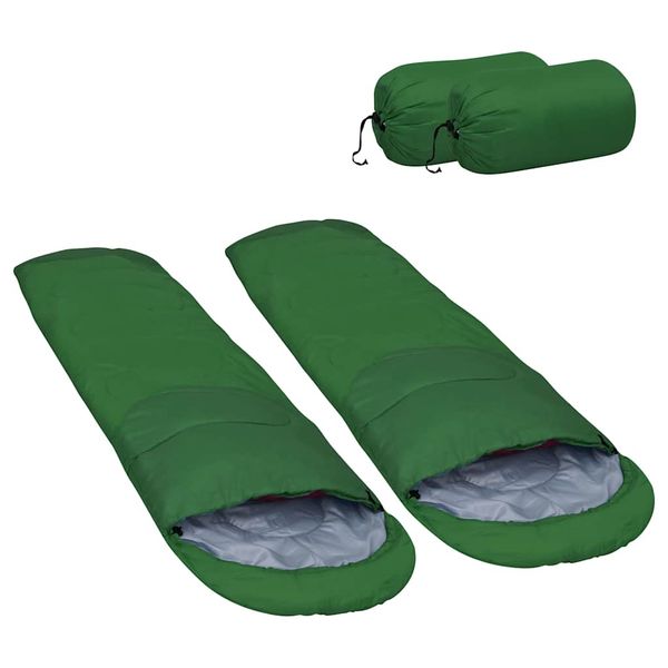 vidaXL Ľahké spacie vaky 2 ks zelené 15 ℃ 850 g