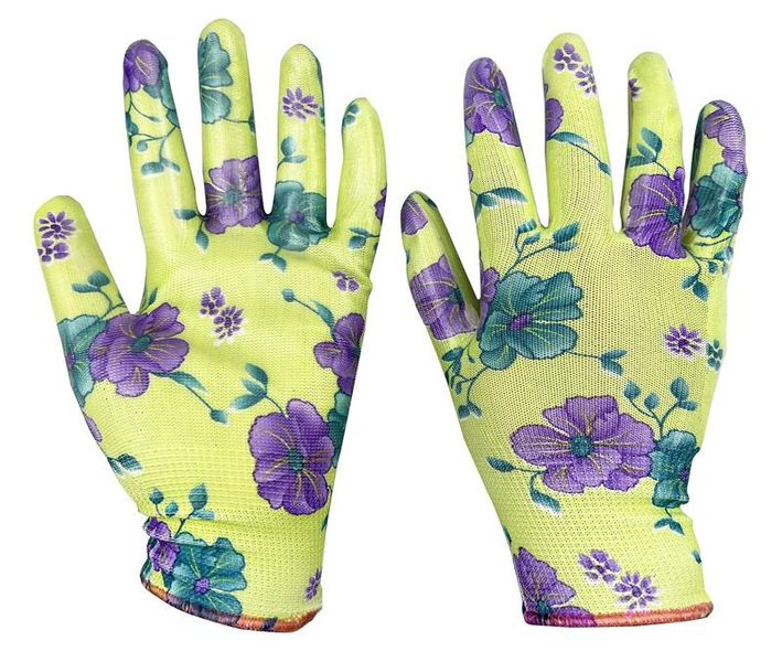 Rukavice záhradné veľkosť 9 NITRILE flowers green Garvia 22022