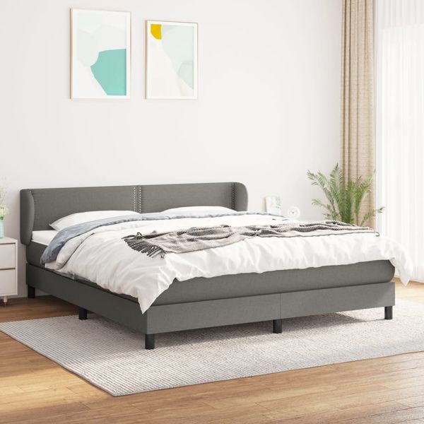 vidaXL Boxspring posteľ s matracom tmavosivá 160x200 cm látka