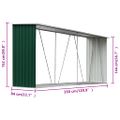 vidaXL Záhradná kôlňa na drevo galvanizovaná oceľ 330x84x152 cm zelená