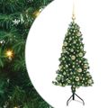 vidaXL Rohový umelý vianočný strom s 150 LED-i Zelená 120 cm PVC a kov