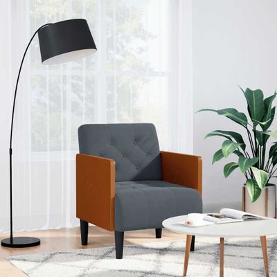 vidaXL Rozkladacia pohovka s podrúčkami, tmavosivá, 55 cm, zamatová