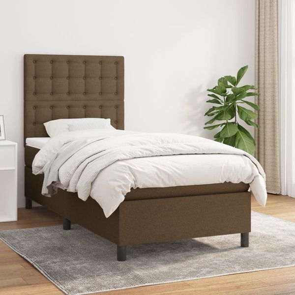 vidaXL Boxspring posteľ s matracom tmavohnedá 100x200 cm látka