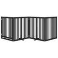 vidaXL Brána pre psa dvere sklad. 4 panely čierna 320cm topoľové drevo