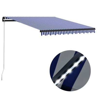 vidaXL Ručne zaťahovacia markíza s LED 350x250 cm modro-biela