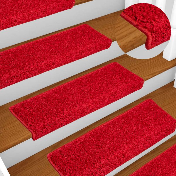 vidaXL Schodové rohože 10 ks 65x21x4 cm červené s obdĺžnikovým okrajom