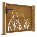 vidaXL Záhradná brána 100x100 cm, oceľ Corten, dizajn s trávou