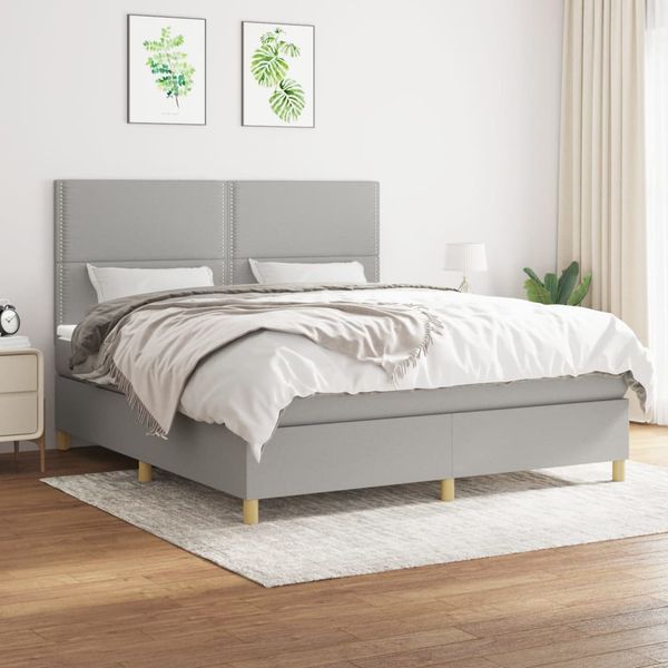 vidaXL Boxspring posteľ s matracom svetlosivá 100x200 cm látka