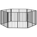 vidaXL Psia brána 6 ks Čierna 100 x 80 cm Pozinkovaná oceľ
