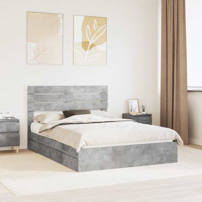 vidaXL Úložná posteľ Betónová šedá 150 x 200 cm Kompozitné drevo