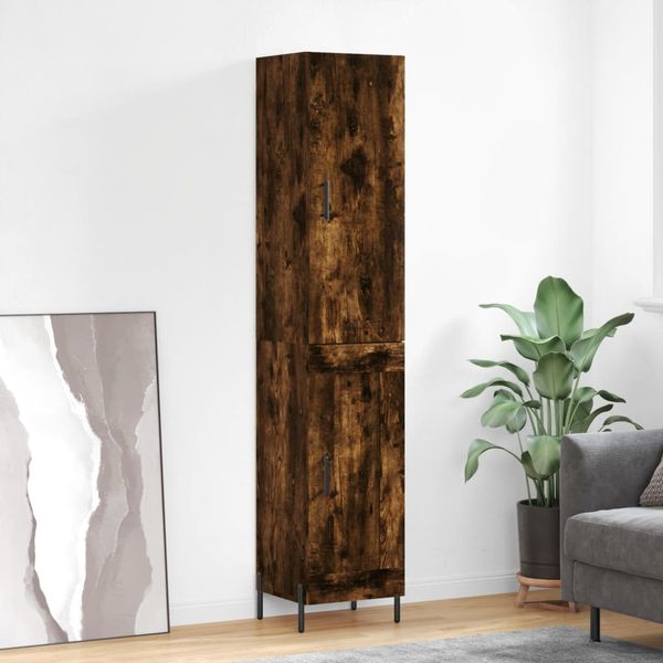 vidaXL Vysoká skrinka dymový dub 34,5x34x180 cm spracované drevo