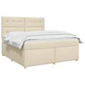 vidaXL Posteľ boxspring s matracom Krémová 140 x 190 cm Látka