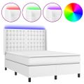 vidaXL Boxspring posteľ s matracom a LED biela 140x200 cm umelá koža