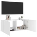 vidaXL TV nástenná skrinka s LED svetlami biela 100x35x41 cm
