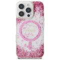 Puzdro Guess HC Resin Bottom Glitter pre iPhone 16 Pro Max MagSafe ružové