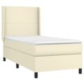 vidaXL Boxspring posteľ s matracom a LED krémová 100x200 cm umelá koža