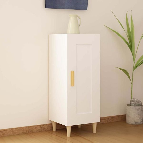 vidaXL Komoda biela 34,5x34x90 cm spracované drevo